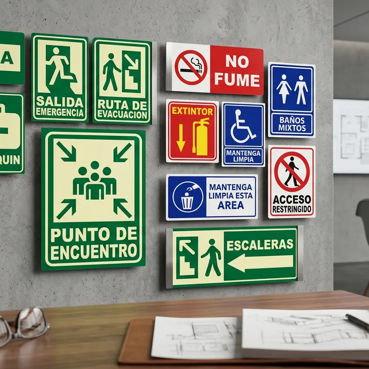 Aviso de señalización corporativa para oficina