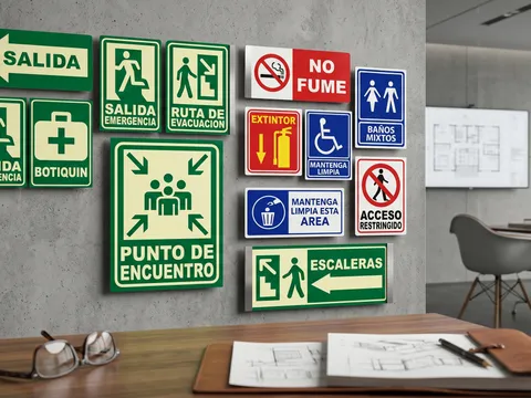 Aviso de señalización corporativa para oficina